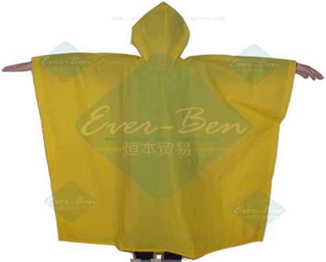 Yellow PEVA waterproof cape poncho manufacturer
